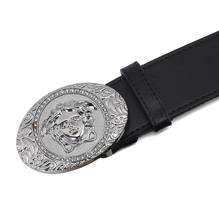 Hairdresser Fashion Smooth Leather Buckle Medusa Belt Image 1