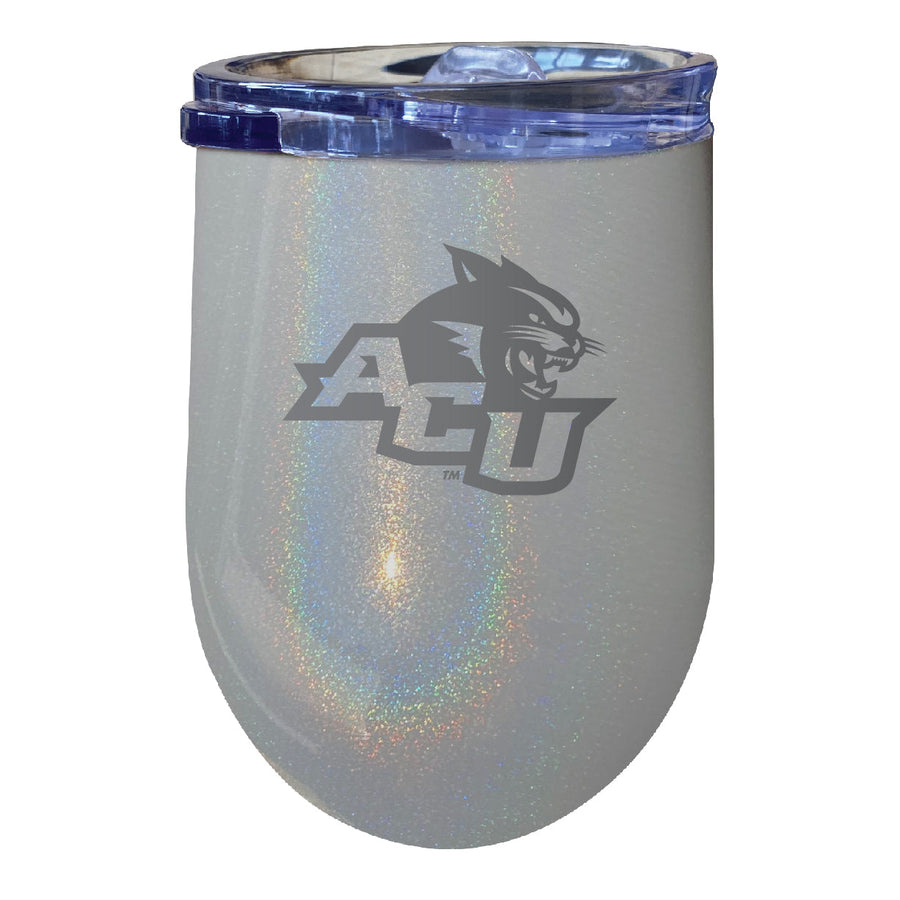 Abilene Christian University 12 oz Laser Etched Insulated Wine Stainless Steel Tumbler Rainbow Glitter Grey Image 1