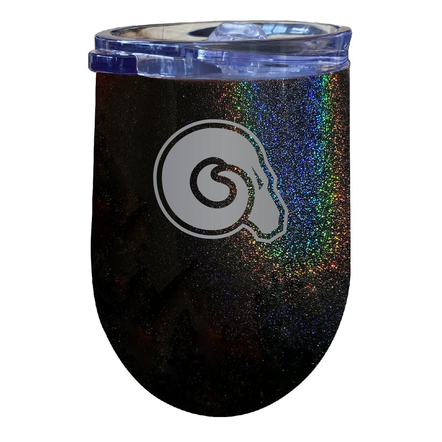Albany State University 12 oz Laser Etched Insulated Wine Stainless Steel Tumbler Rainbow Glitter Black Image 1