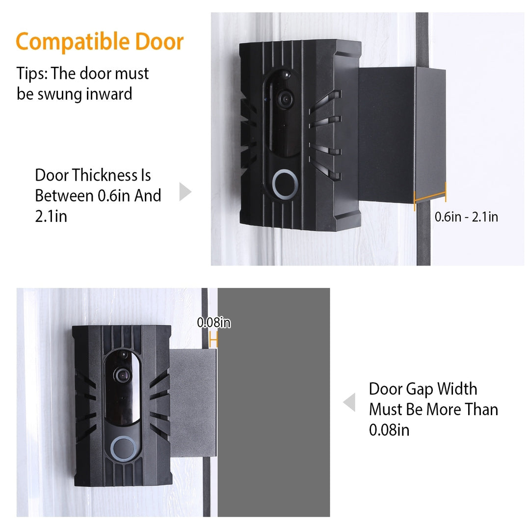 Video Doorbell Door Mount No Drill Doorbell Holder Ring Doorbell Mounting Bracket Fit for Most Doorbell Camera Image 3