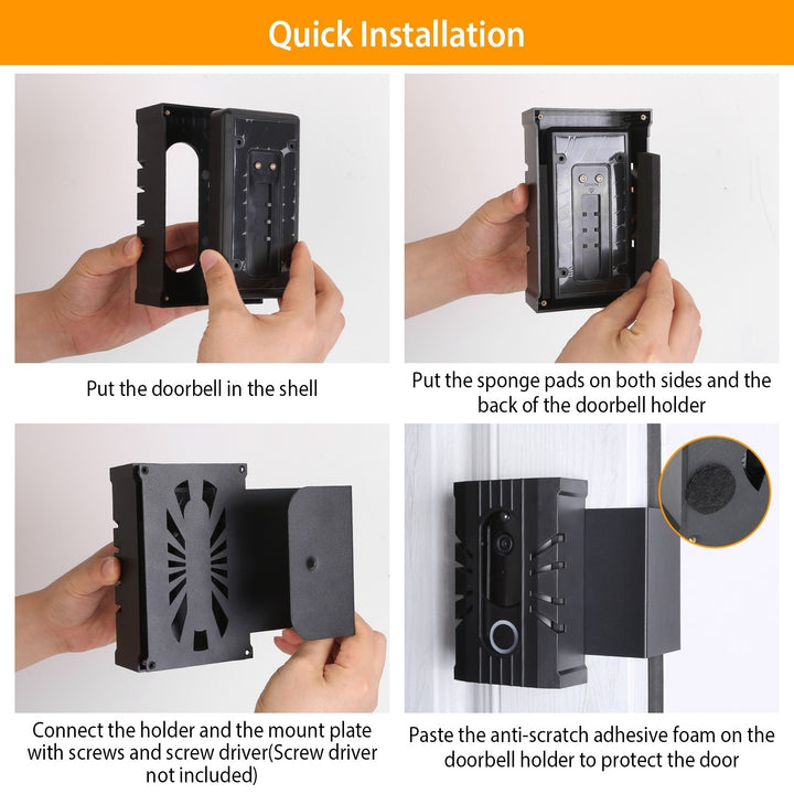 Video Doorbell Door Mount No Drill Doorbell Holder Ring Doorbell Mounting Bracket Fit for Most Doorbell Camera Image 4