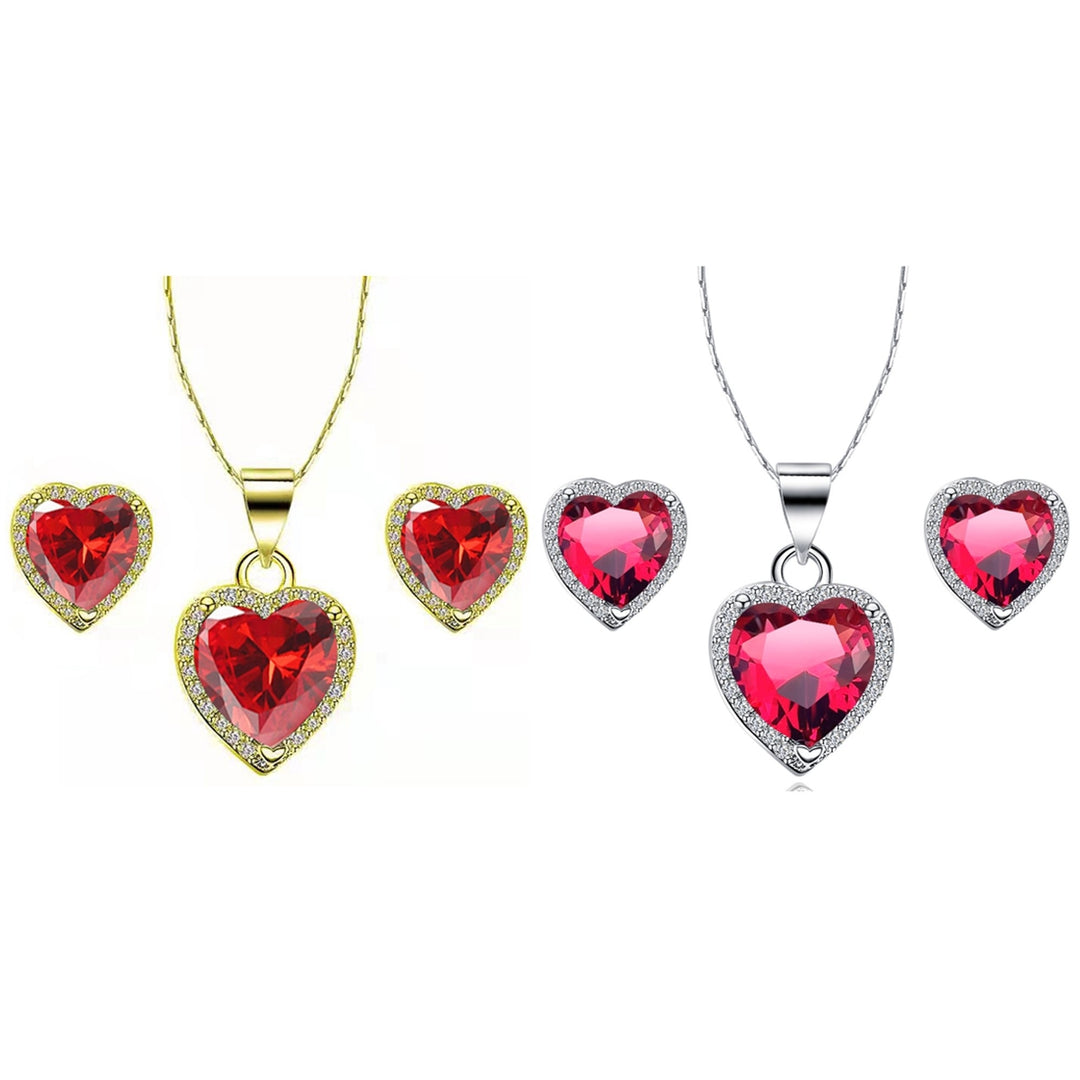 Paris Jewelry 24k Yellow and White Gold 1-2Ct Created Ruby CZ Full Necklace Set 18 inch Plated Image 1