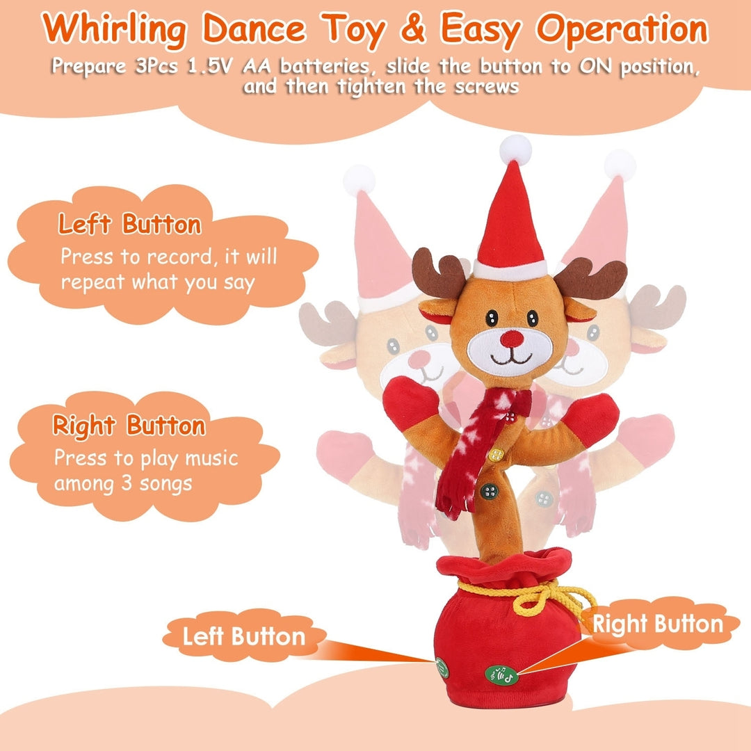 Kid Electric Dance Toy Christmas Elk Snowman Senior Penguin Plush Toy Interactive Sing Song Whirling Mimicking Recording Image 4