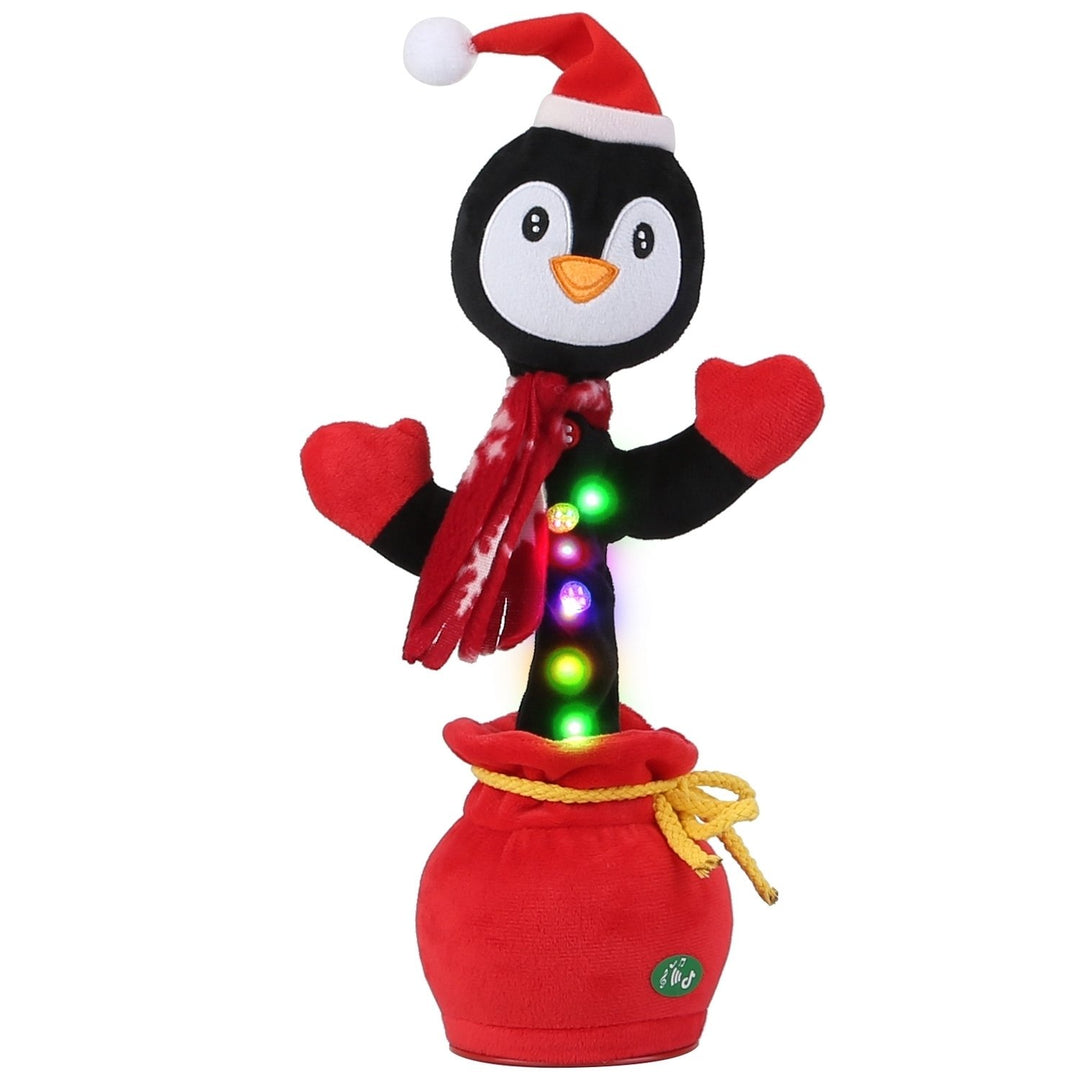 Kid Electric Dance Toy Christmas Elk Snowman Senior Penguin Plush Toy Interactive Sing Song Whirling Mimicking Recording Image 1