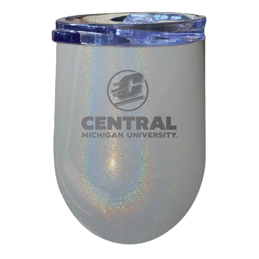 Central Michigan University 12 oz Laser Etched Insulated Wine Stainless Steel Tumbler Rainbow Glitter Grey Image 1