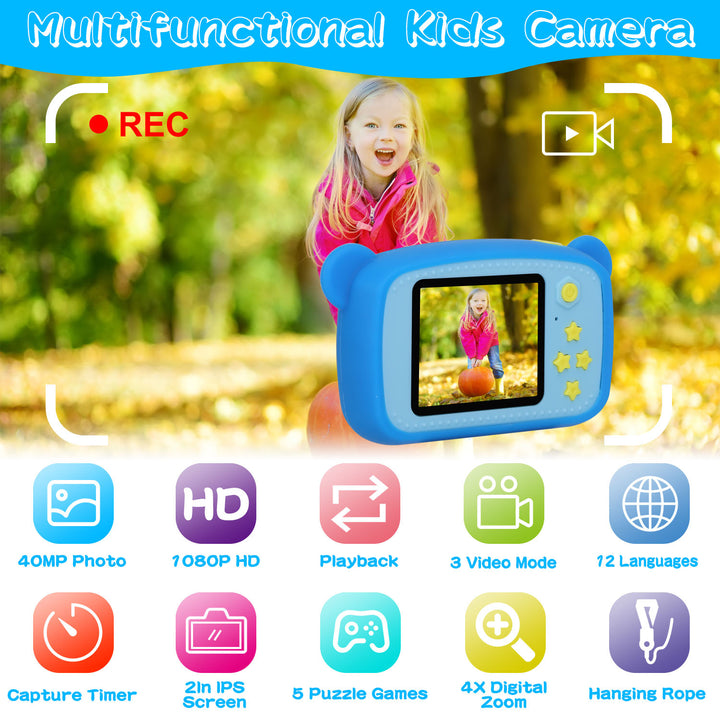 Kids Digital Camera 40MP Child Video Camcorder Pink 2.0in Screen 4X Zoom Gift Image 4