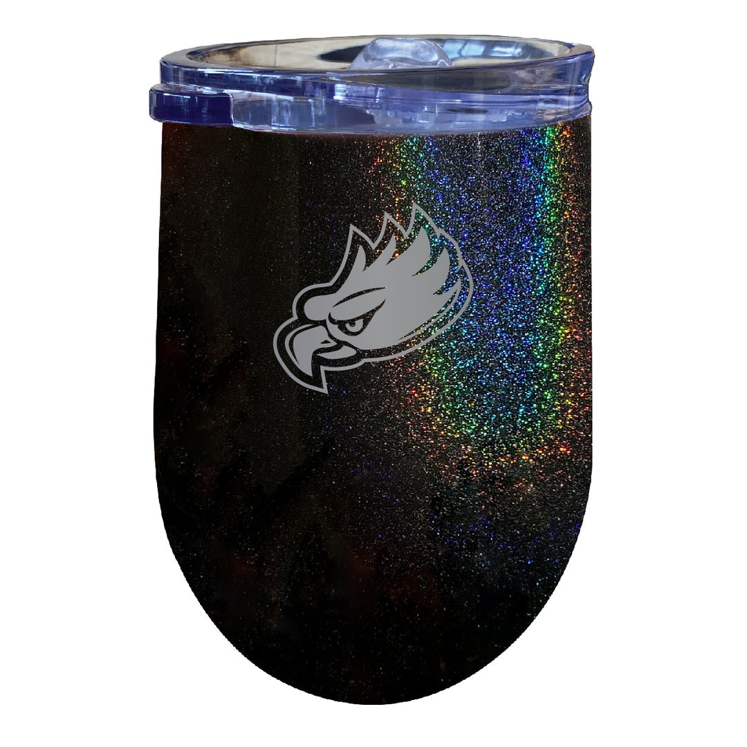 Florida Gulf Coast Eagles 12 oz Laser Etched Insulated Wine Stainless Steel Tumbler Rainbow Glitter Black Image 1