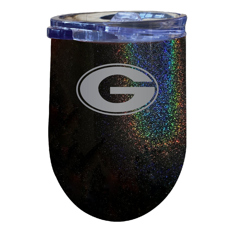 Grambling State Tigers 12 oz Laser Etched Insulated Wine Stainless Steel Tumbler Rainbow Glitter Black Image 1