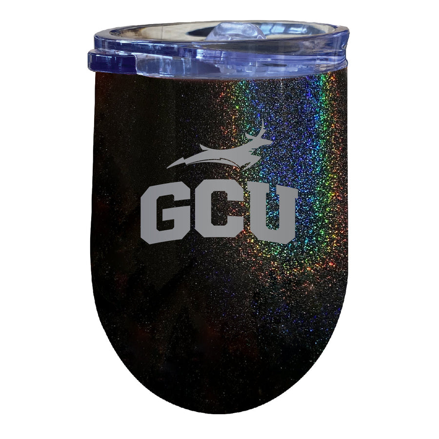 Grand Canyon University Lopes 12 oz Laser Etched Insulated Wine Stainless Steel Tumbler Rainbow Glitter Black Image 1
