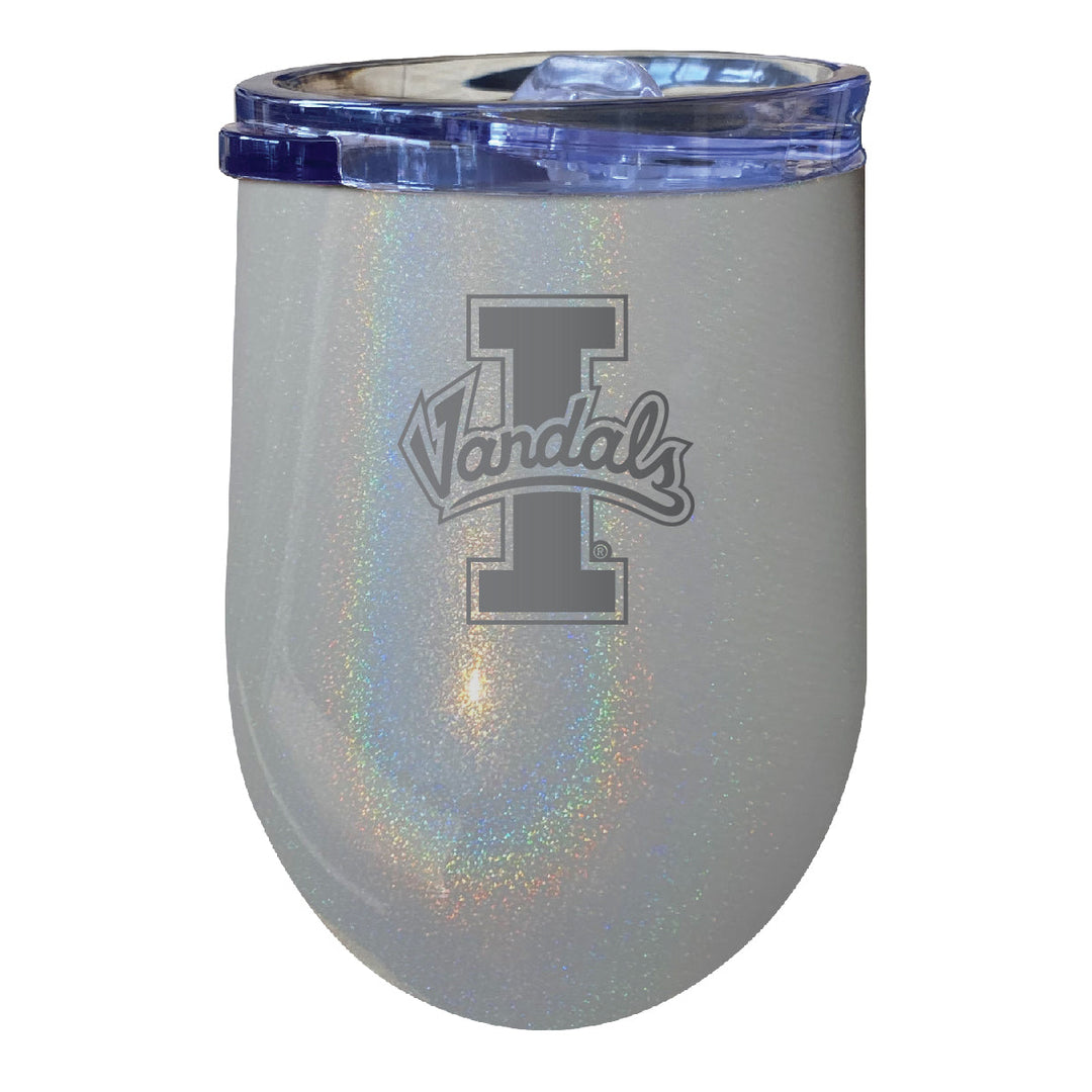 Idaho Vandals 12 oz Laser Etched Insulated Wine Stainless Steel Tumbler Rainbow Glitter Grey Image 1