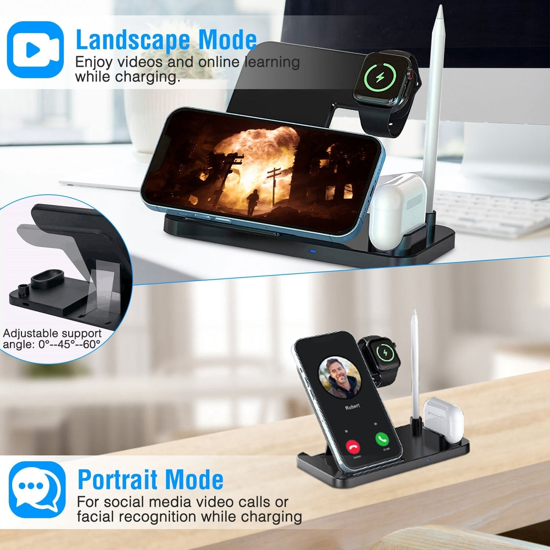 4 In 1 Wireless Charger Foldable Fast Charging Station Stand Dock Image 3