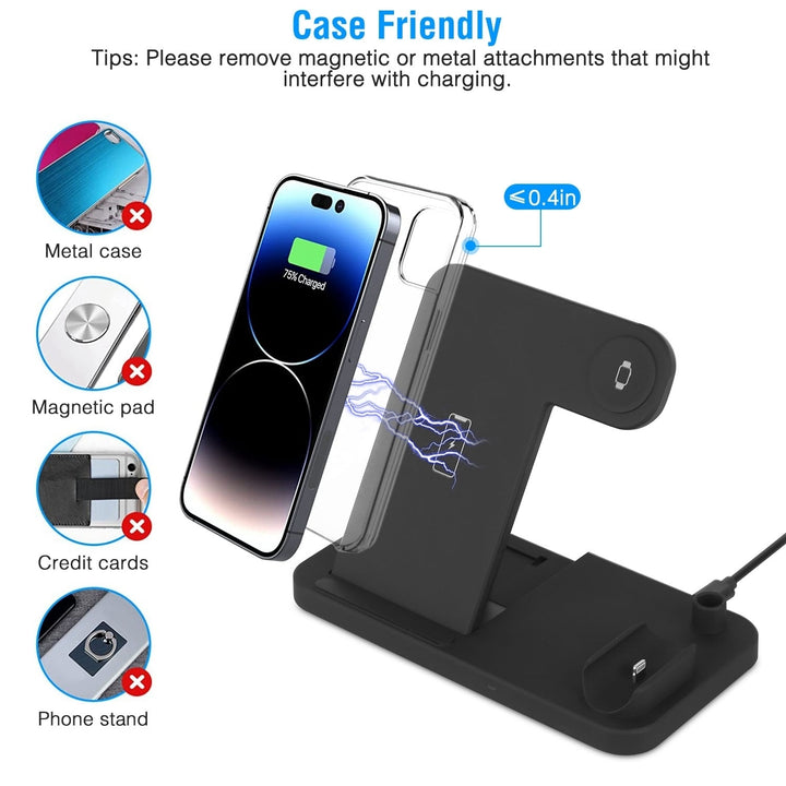 4 In 1 Wireless Charger Foldable Fast Charging Station Stand Dock Image 4