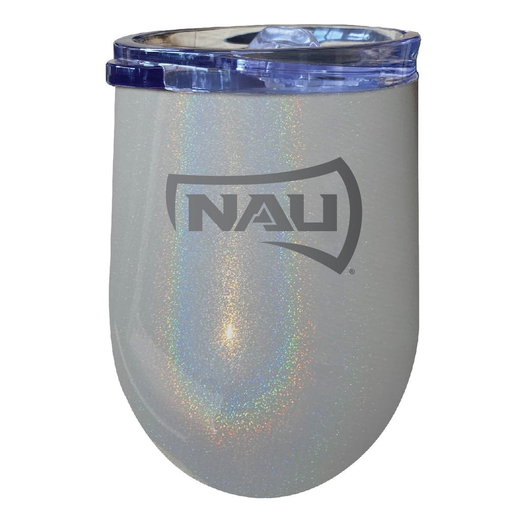 Northern Arizona University 12 oz Laser Etched Insulated Wine Stainless Steel Tumbler Rainbow Glitter Grey Image 1