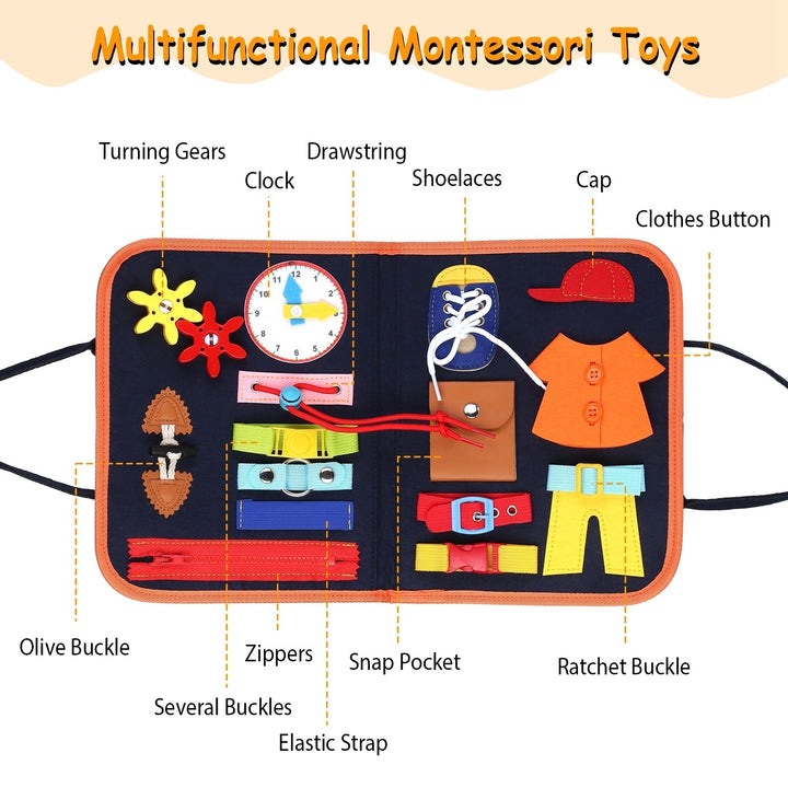 Kids Busy Board Montessori Sensory Activity Toy Soft Felt Travel Size 11x8 inches Image 4