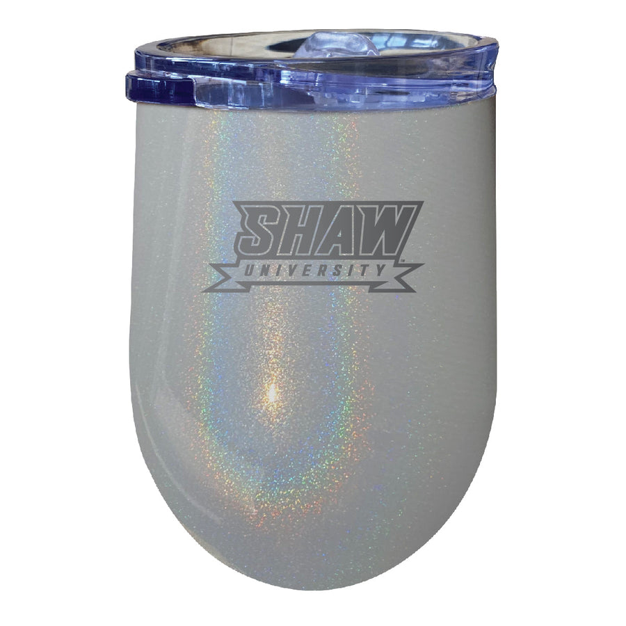 Shaw University Bears 12 oz Laser Etched Insulated Wine Stainless Steel Tumbler Rainbow Glitter Grey Image 1