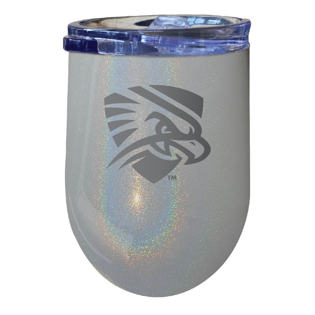 University of Texas of the Permian Basin 12 oz Laser Etched Insulated Wine Stainless Steel Tumbler Rainbow Glitter Grey Image 1