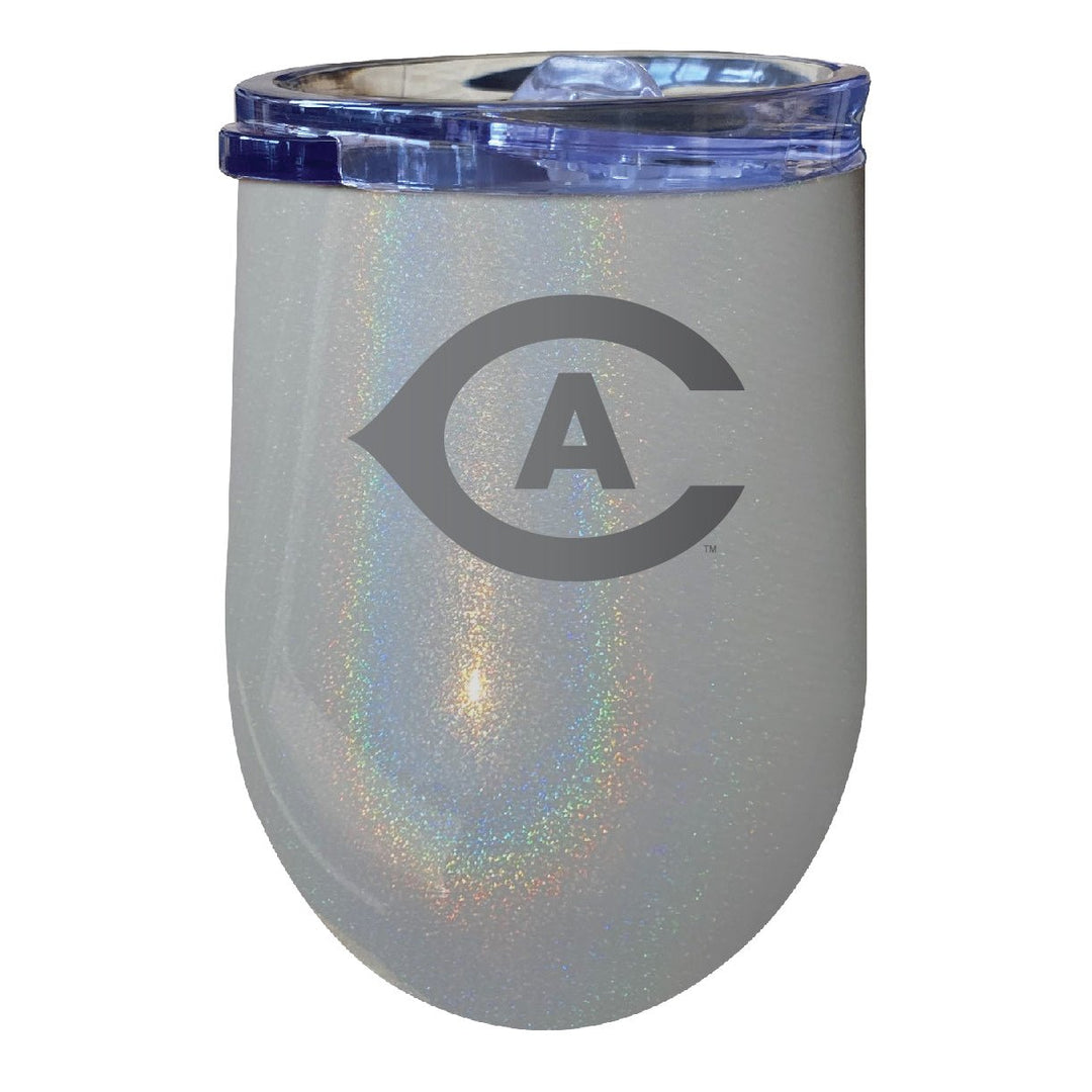 UC Davis Aggies 12 oz Laser Etched Insulated Wine Stainless Steel Tumbler Rainbow Glitter Grey Image 1