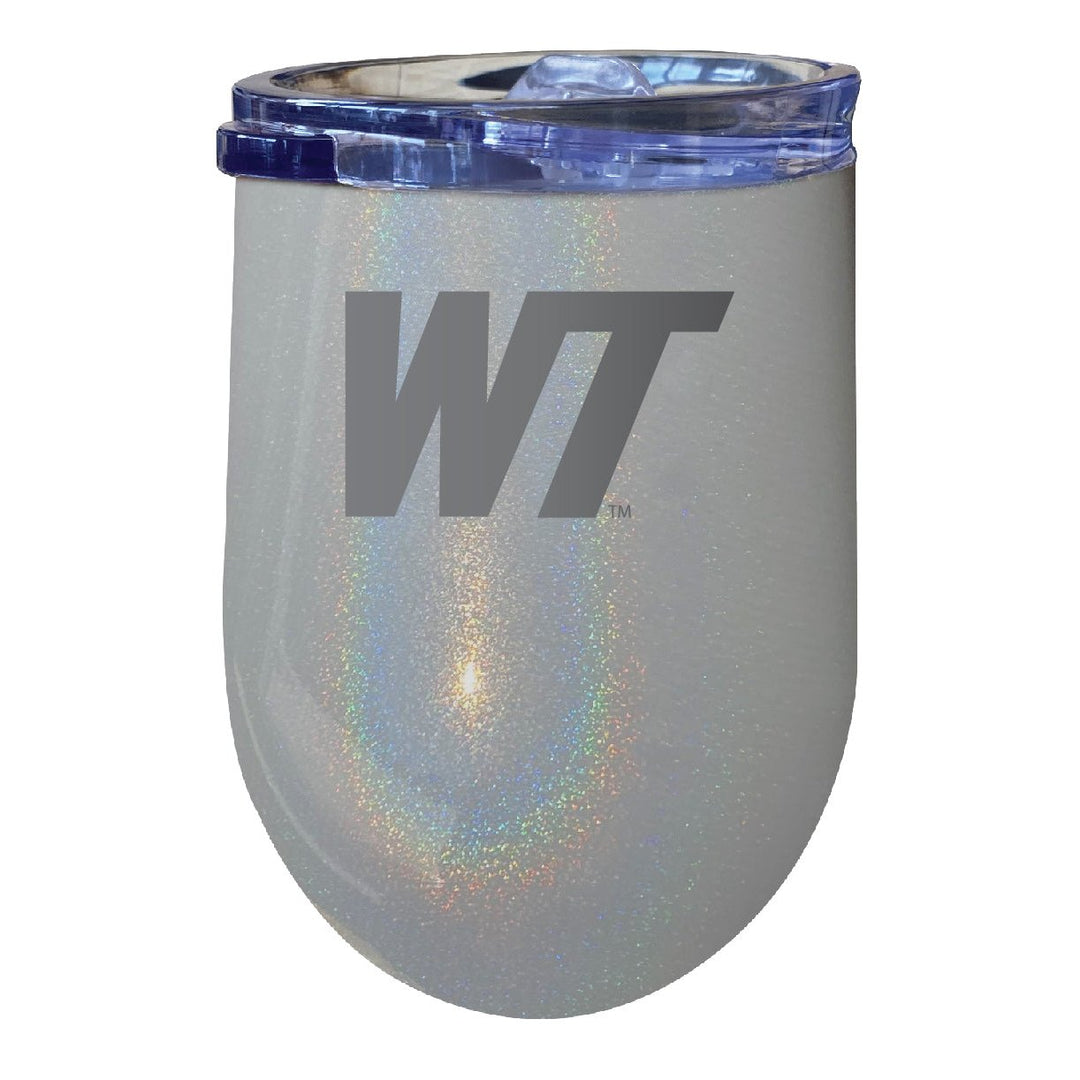 West Texas A&M Buffaloes 12 oz Laser Etched Insulated Wine Stainless Steel Tumbler Rainbow Glitter Grey Image 1