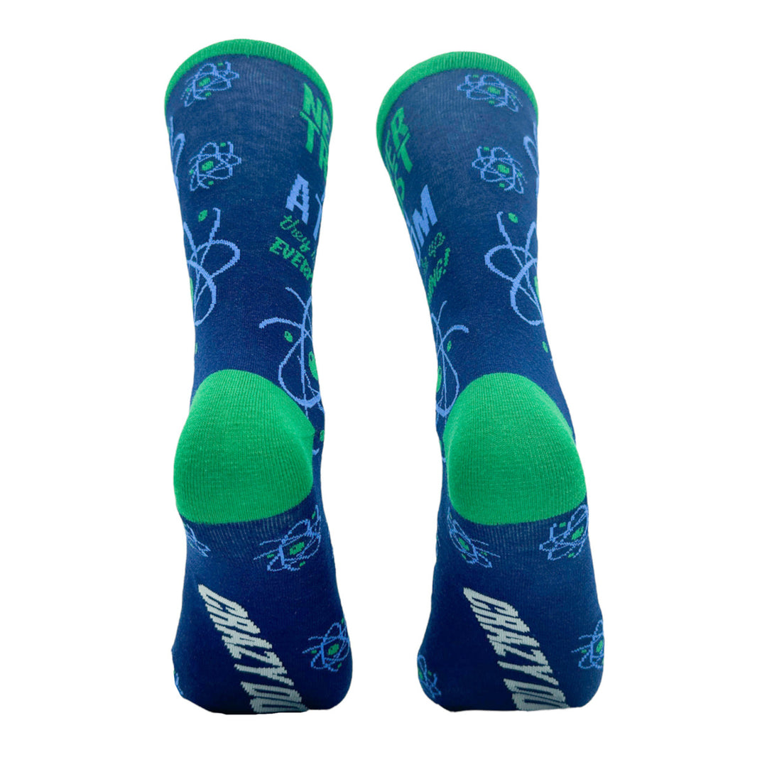 Mens Never Trust An Atom They Make Up Everything Socks Funny Nerdy Science Joke Footwear Image 4