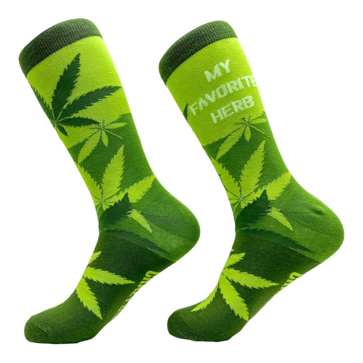 Mens My Favorite Herb Socks Funny 420 Weed Leaf Pot Smoke Lovers Footwear Image 2