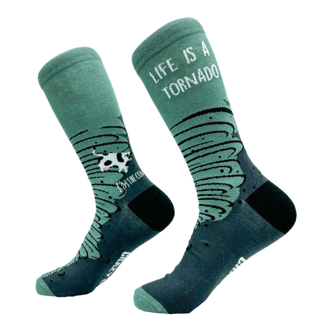 Mens Life Is A Tornado Socks Funny Stormy Twister Joke Footwear Image 2