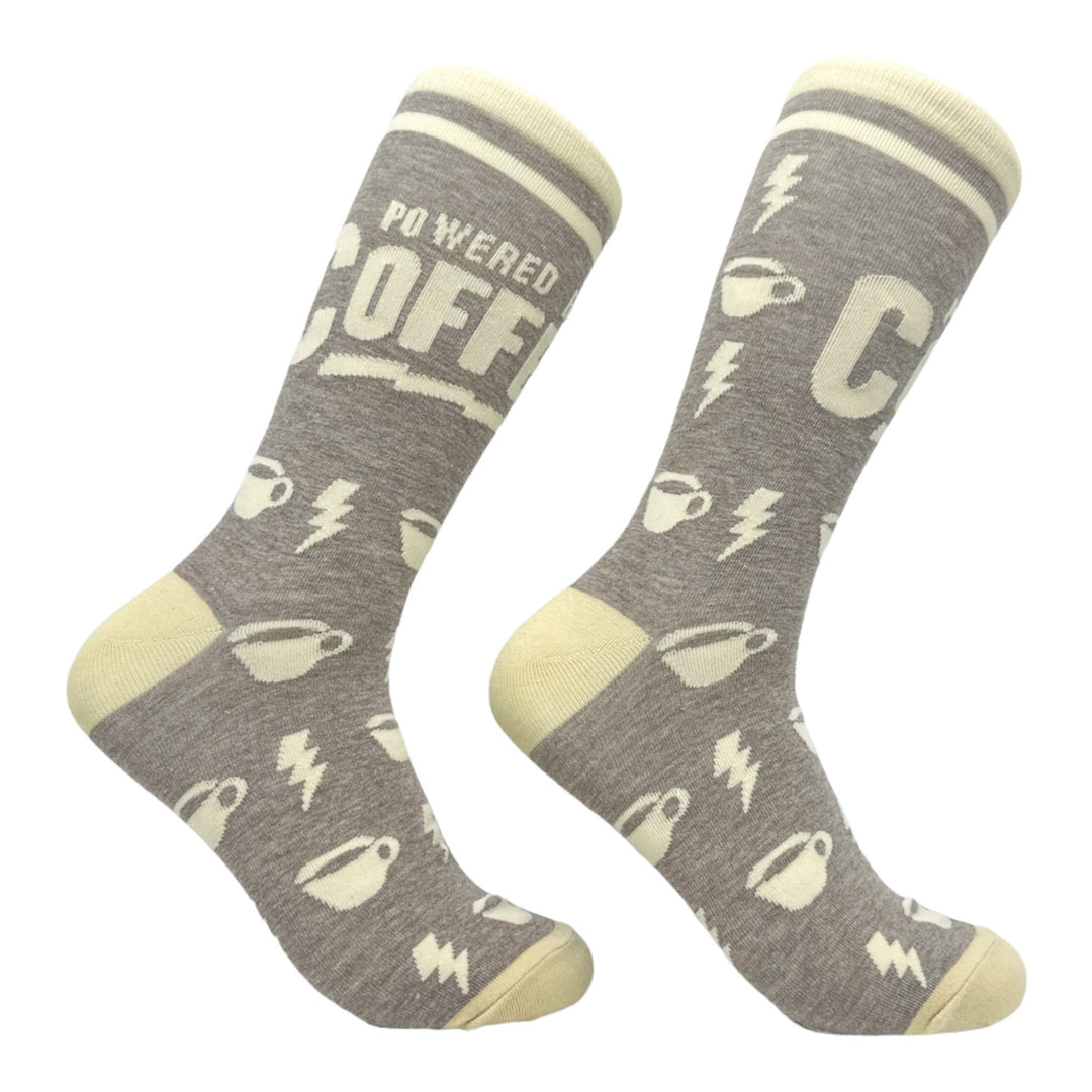 Men's Powered By Coffee Socks Funny Caffeine Lovers Novelty Socks Image 1