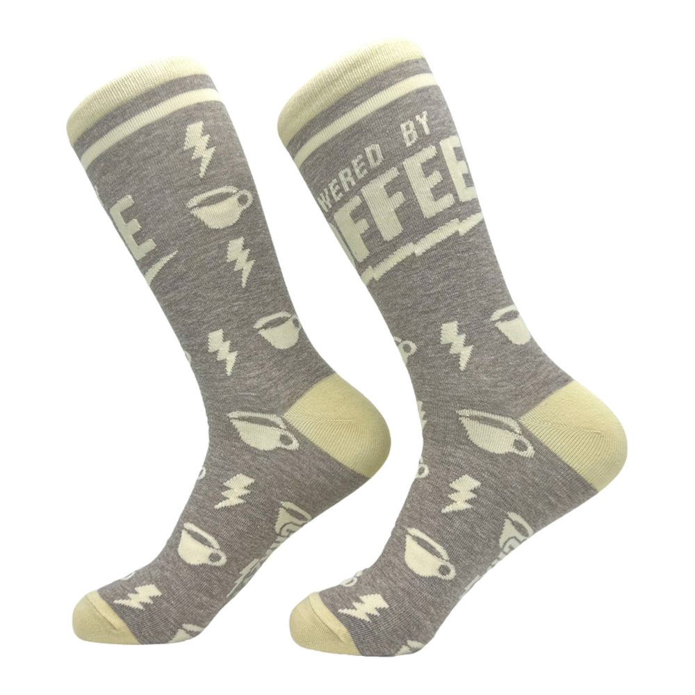 Men's Powered By Coffee Socks Funny Caffeine Lovers Novelty Socks Image 2