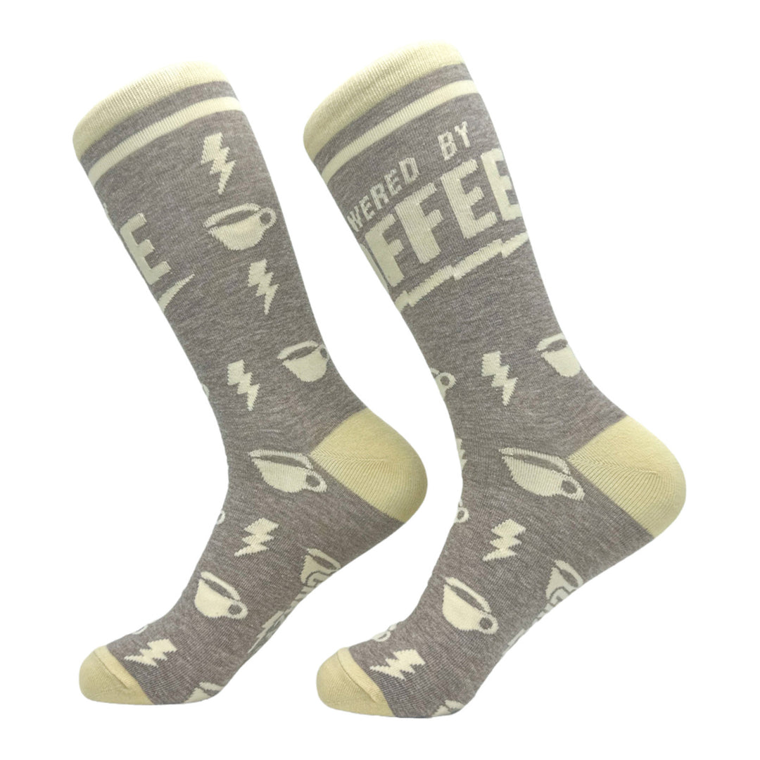 Mens Powered By Coffee Socks Funny Caffeine Lovers Novelty Socks Image 2