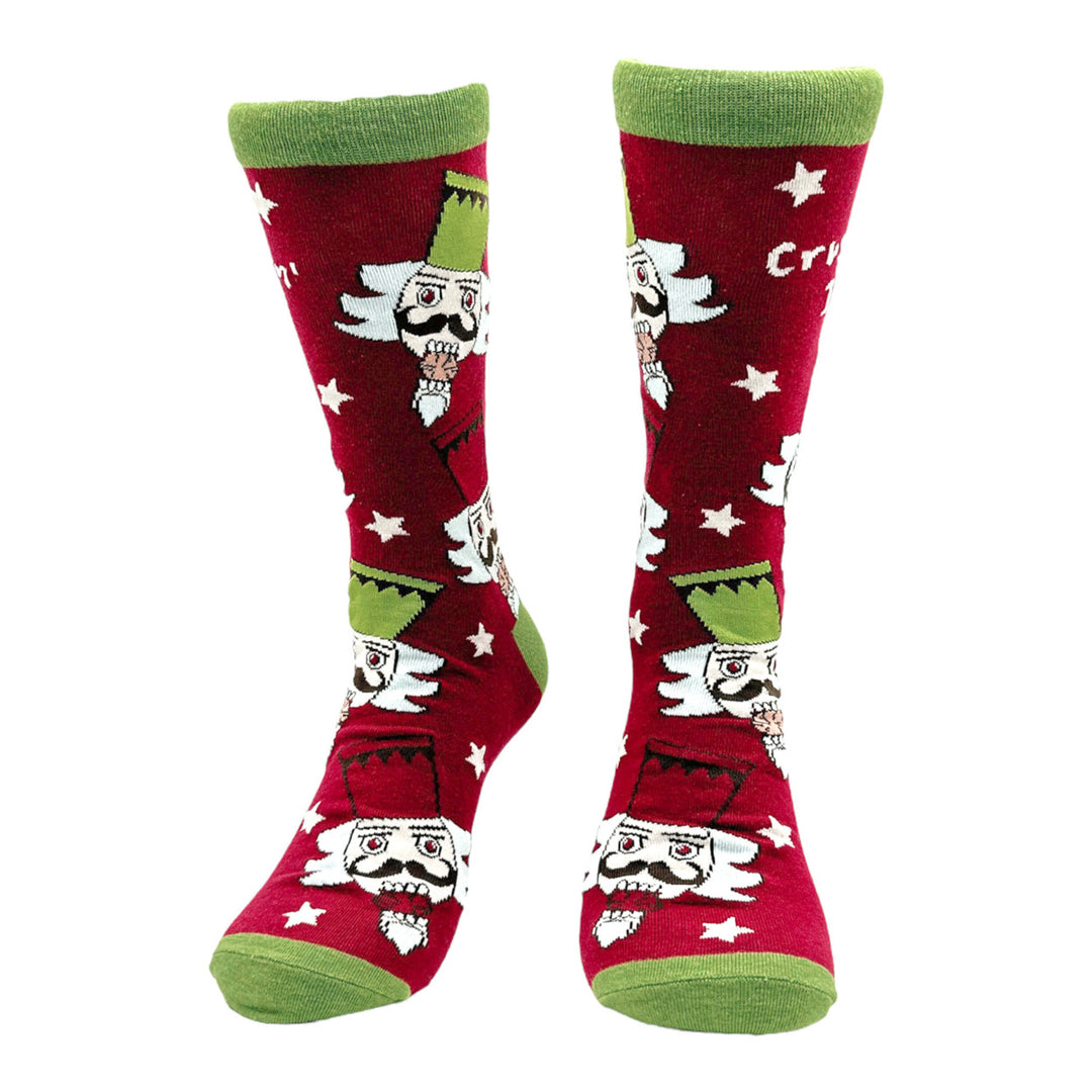 Womens Crushin It Socks Funny Xmas Party Holiday Nutcracker Footwear Image 4