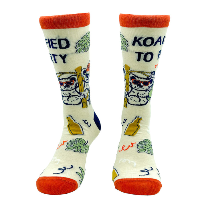 Womens Koalified To Party Socks Funny Partying Drinking Smoking Koala Joke Footwear Image 4