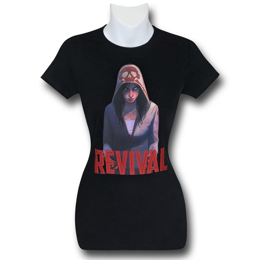 Revival Em on Black Womens T-Shirt Image 1