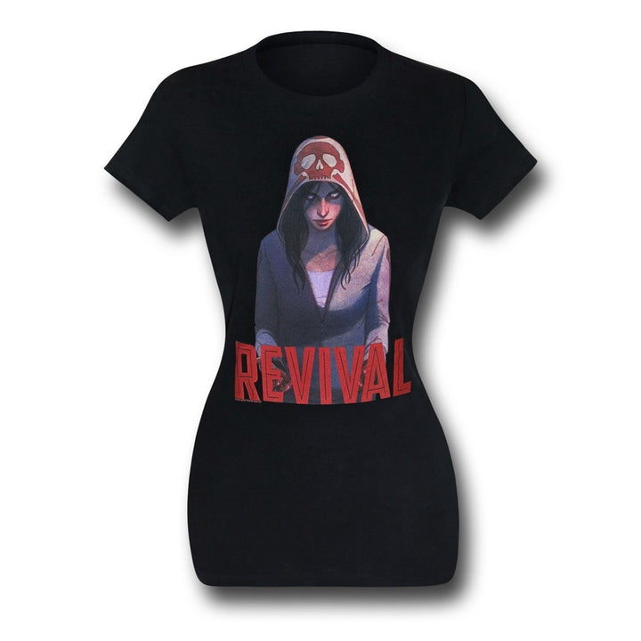 Revival Em on Black Womens T-Shirt Image 3