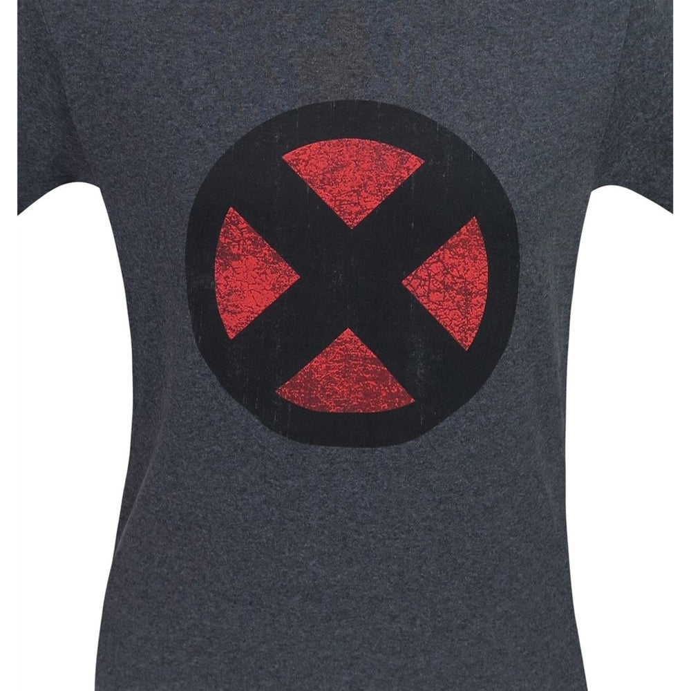 X-Men Distressed Symbol Grey T-Shirt Image 2