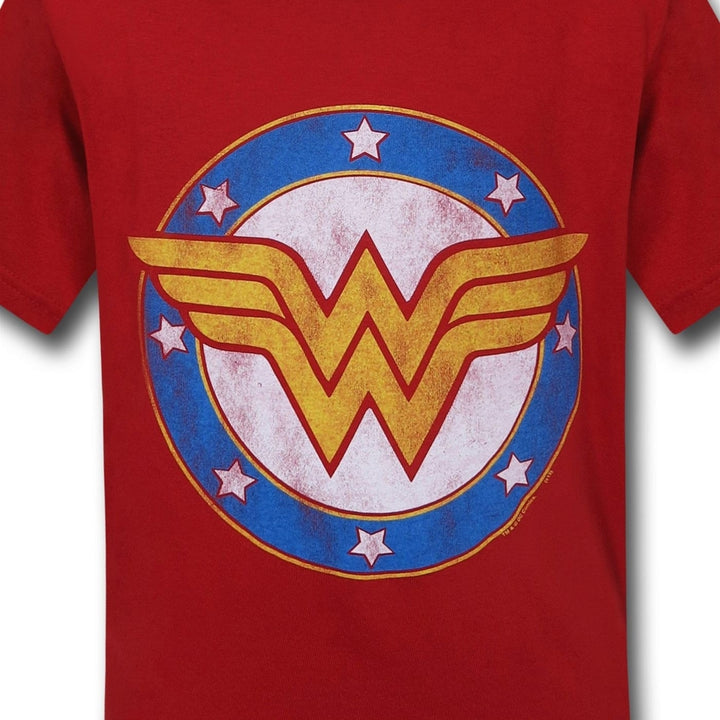 Wonder Woman Symbol and Stars Kids T-Shirt Image 3