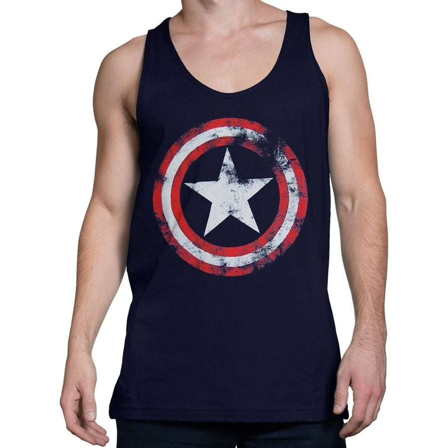 Captain America Distressed Navy Blue Tank Top Image 1