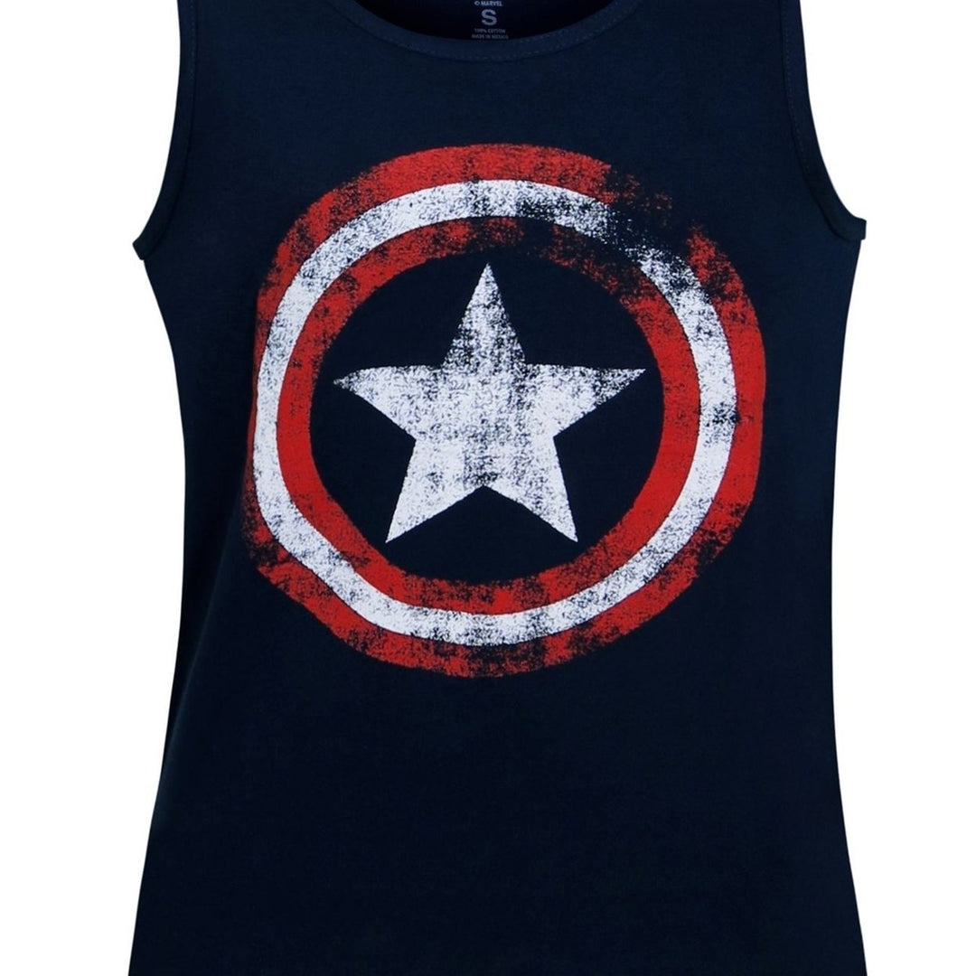 Captain America Distressed Navy Blue Tank Top Image 2