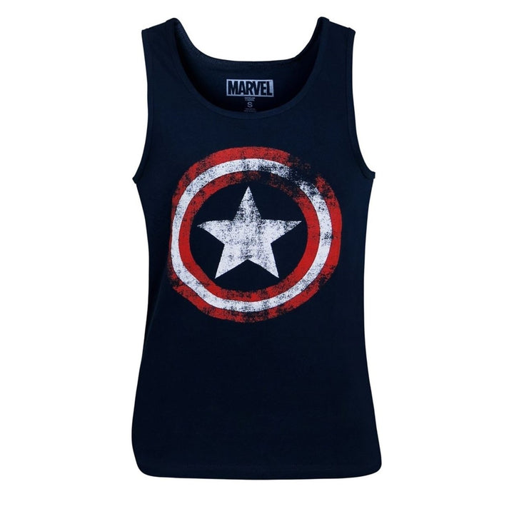 Captain America Distressed Navy Blue Tank Top Image 3