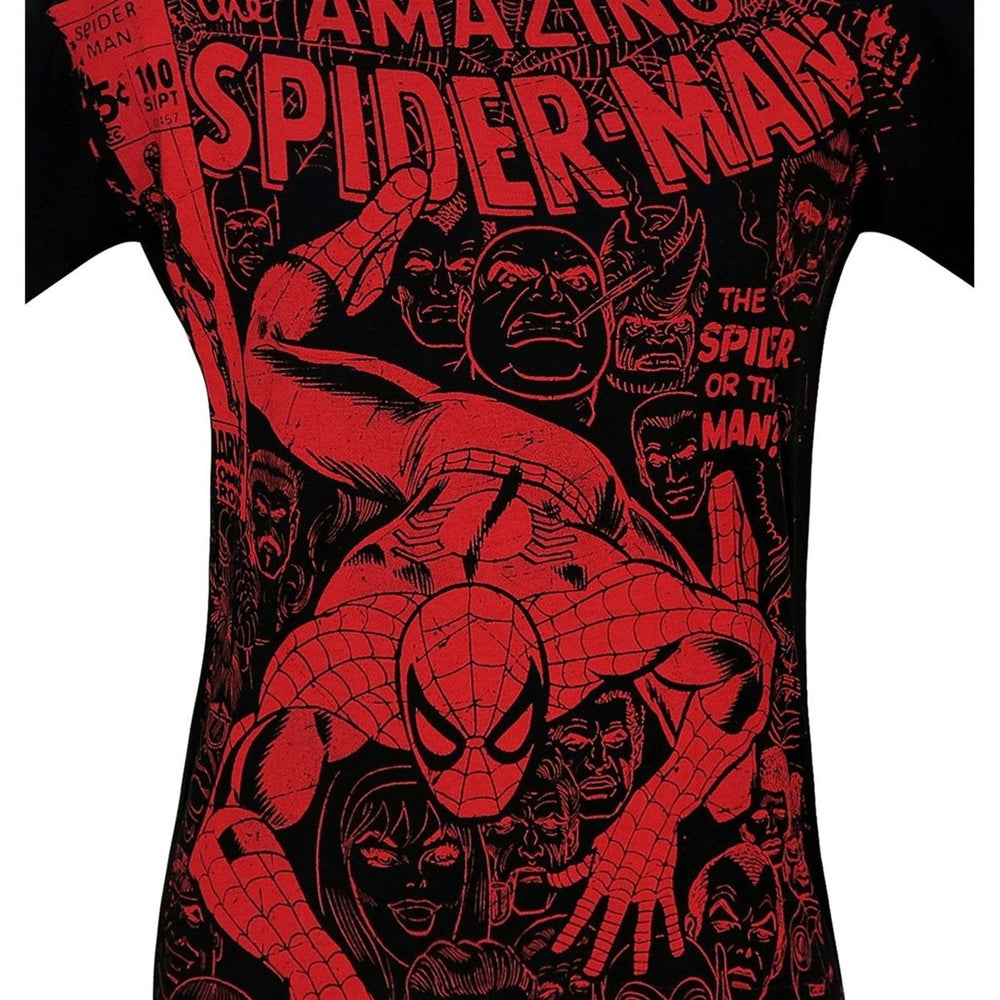 Spider-Man 100 Cover Black 30 Single T-Shirt Image 2