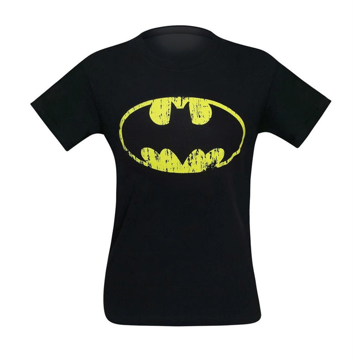 Batman Distressed Symbol Black T-Shirt Image 1