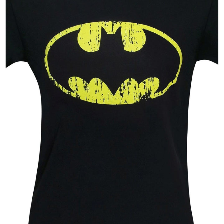 Batman Distressed Symbol Black T-Shirt Image 2