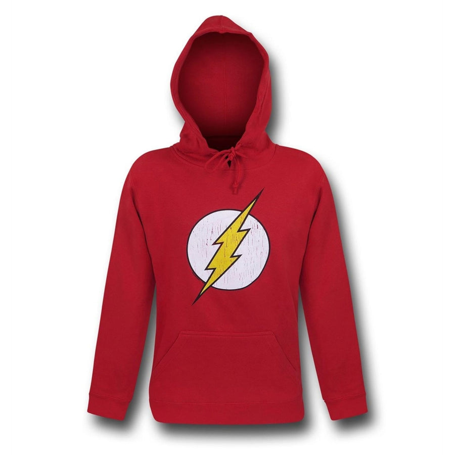 Flash Distressed Symbol Red Hoodie Image 1