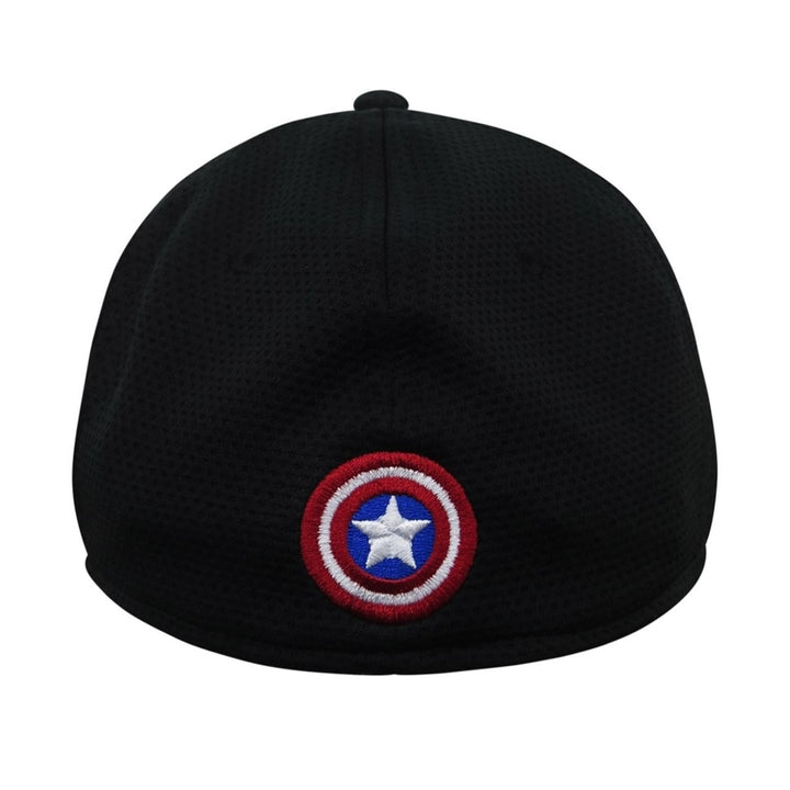 Captain America Shield Black 39Thirty Fitted Hat Image 4