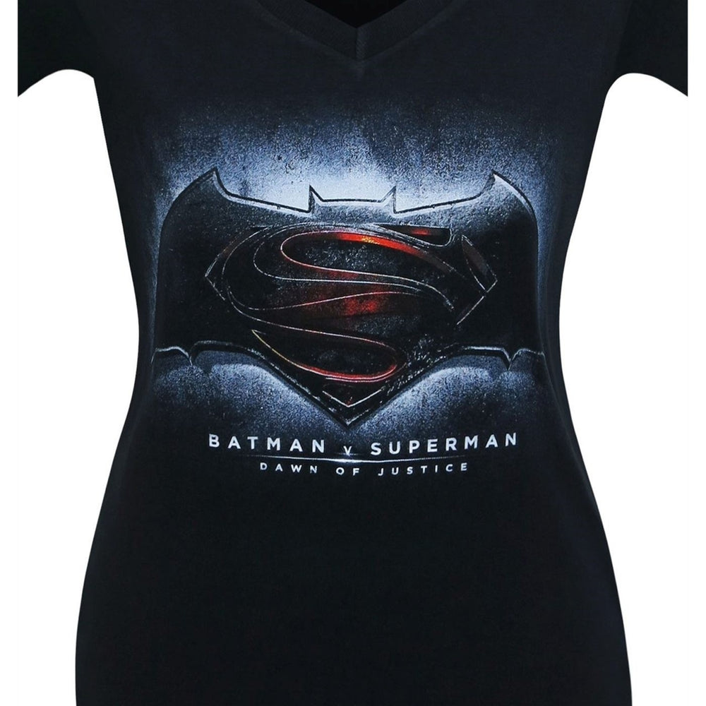 Batman Vs Superman Symbol Womens V-Neck T-Shirt Image 2