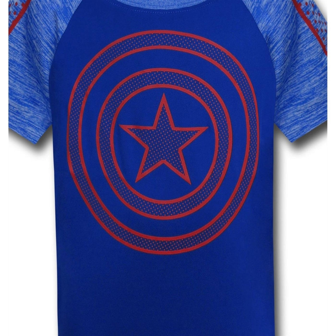 Captain America Kids Shield on Blue Space Dye T-Shirt Image 2