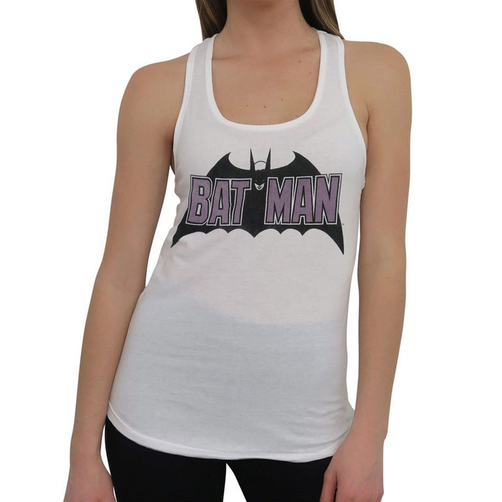 Batman Old School Logo Womens Keyhole Tank Top Image 1