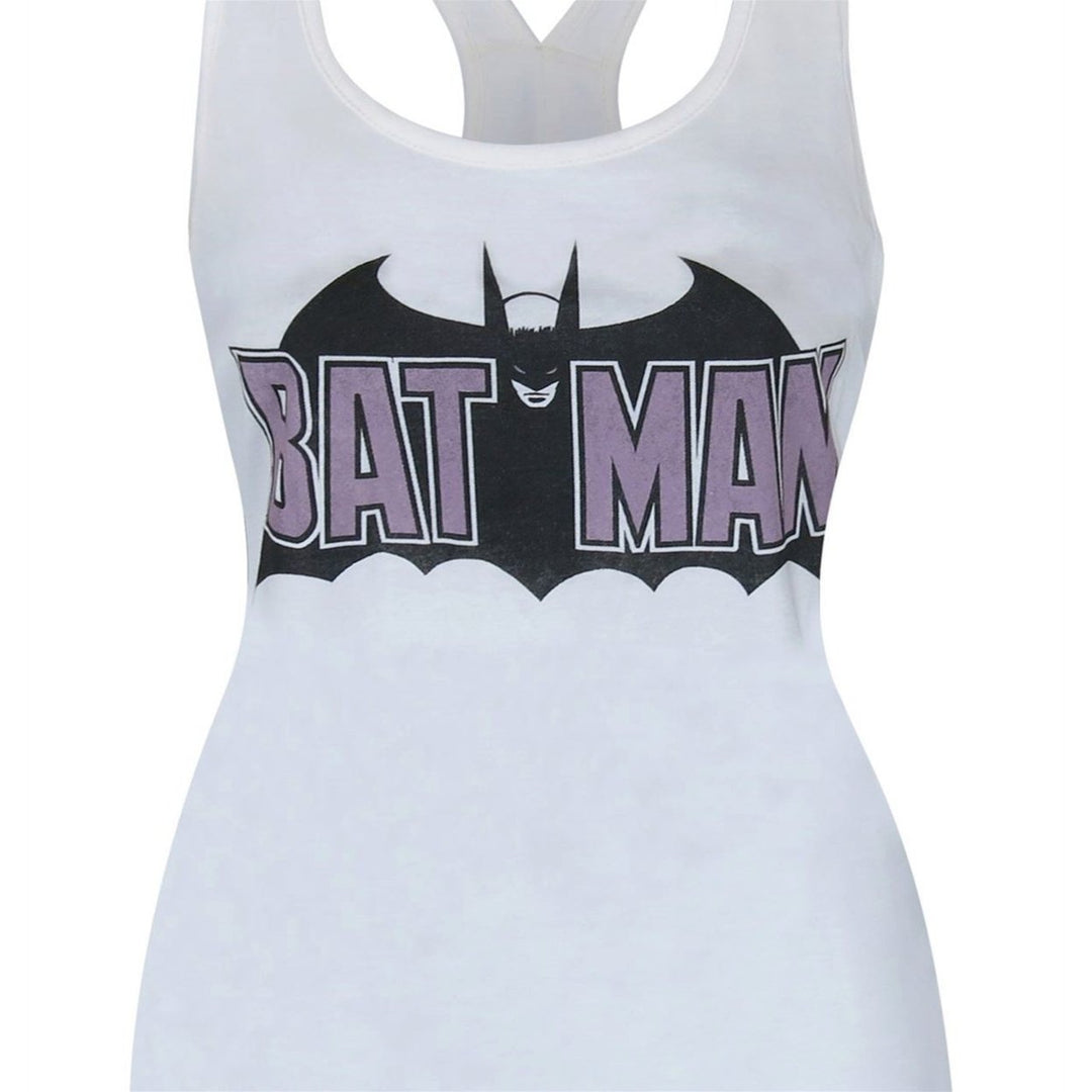 Batman Old School Logo Womens Keyhole Tank Top Image 3