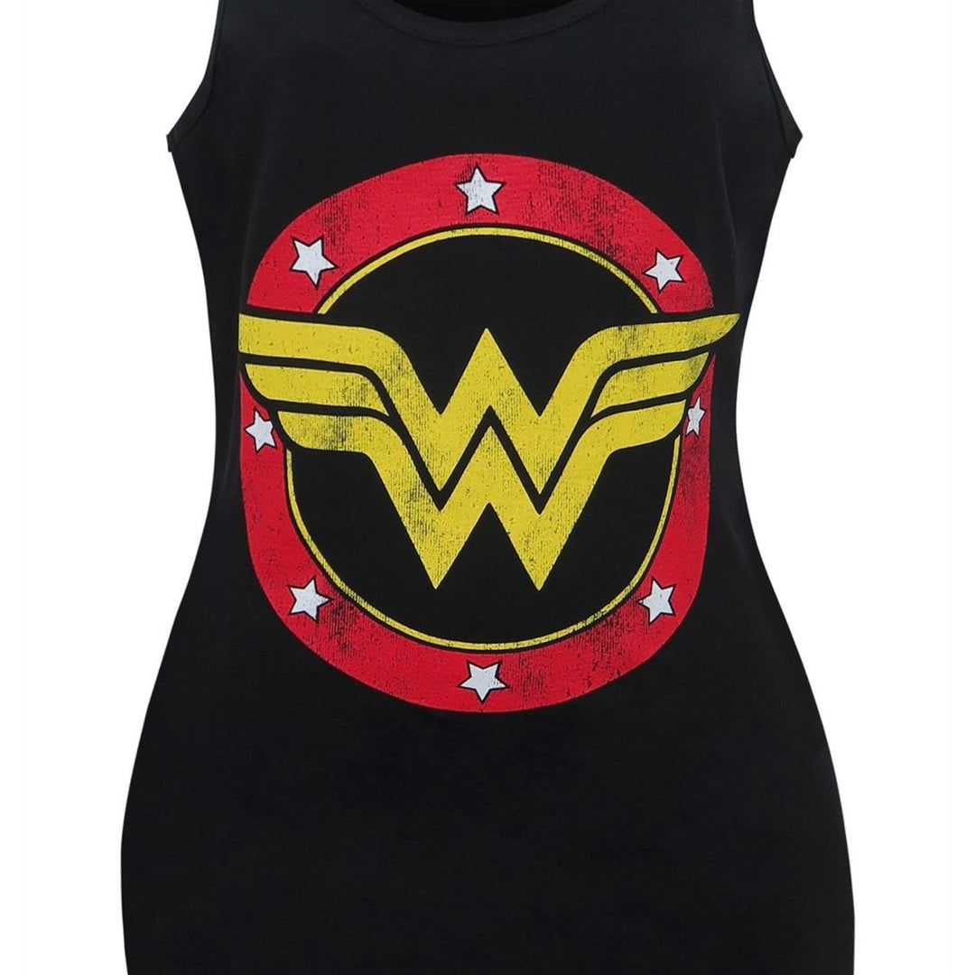 Wonder Woman Logo Womens Black Racerback Tank Top Image 3