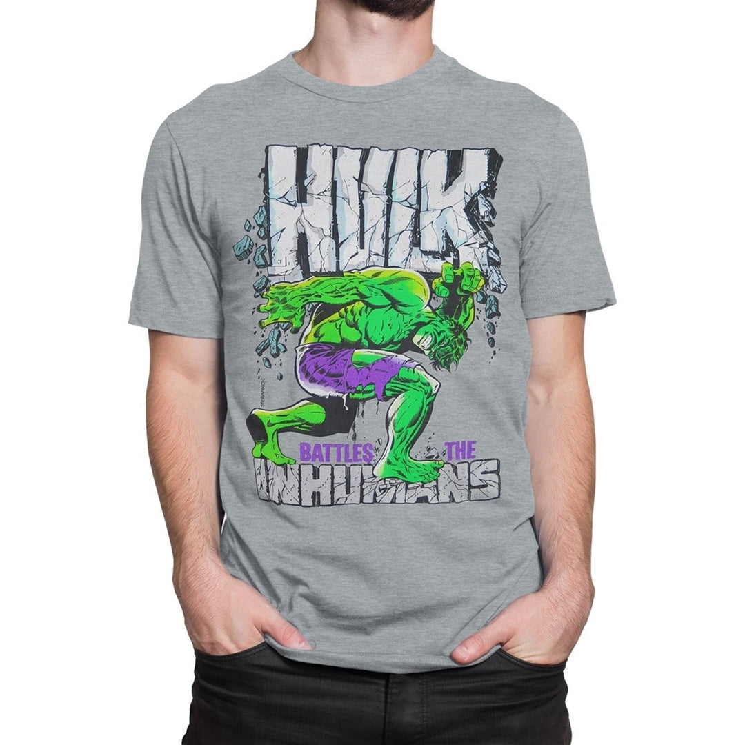 Hulk Battles The Inhumans Mens T-Shirt Image 1