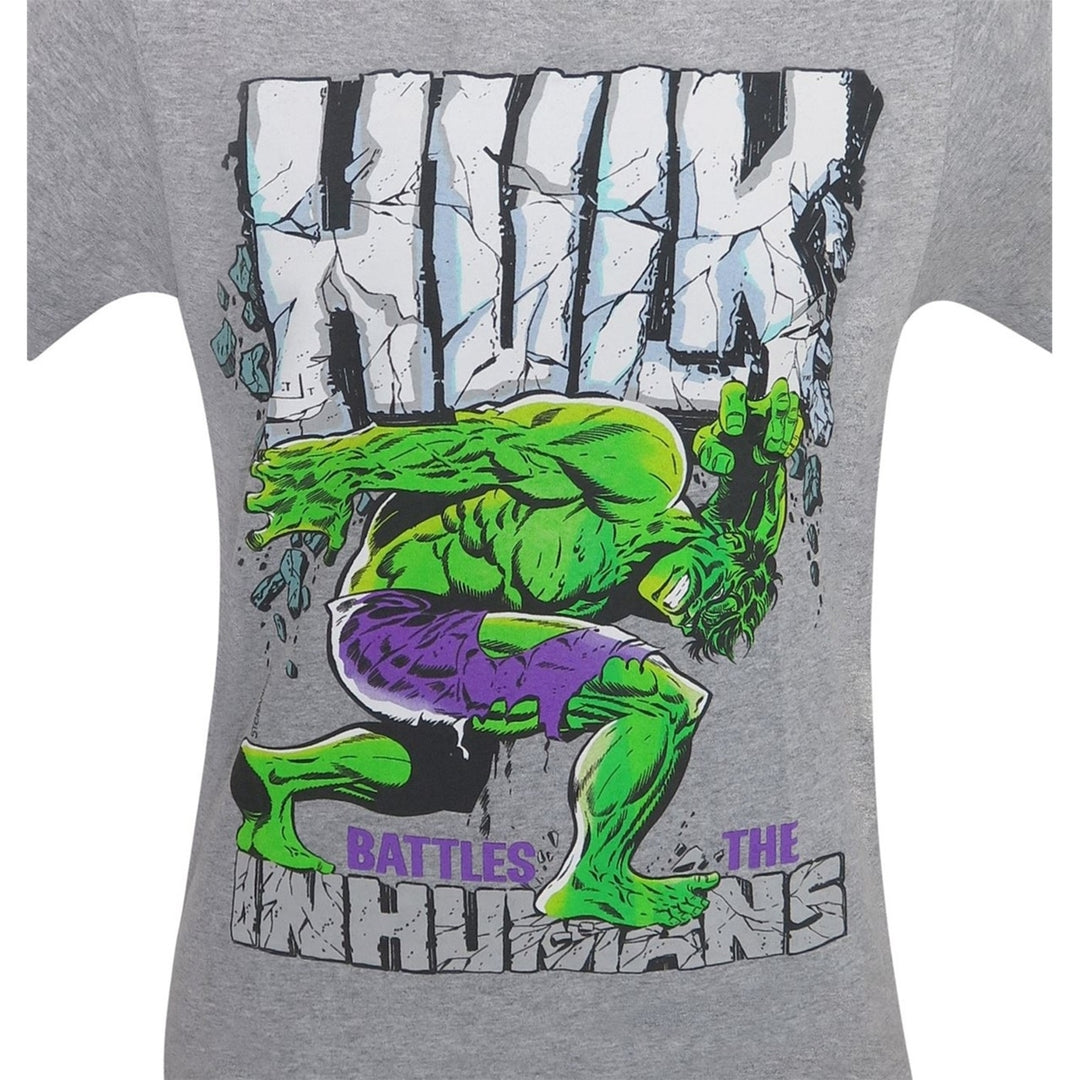 Hulk Battles The Inhumans Mens T-Shirt Image 2