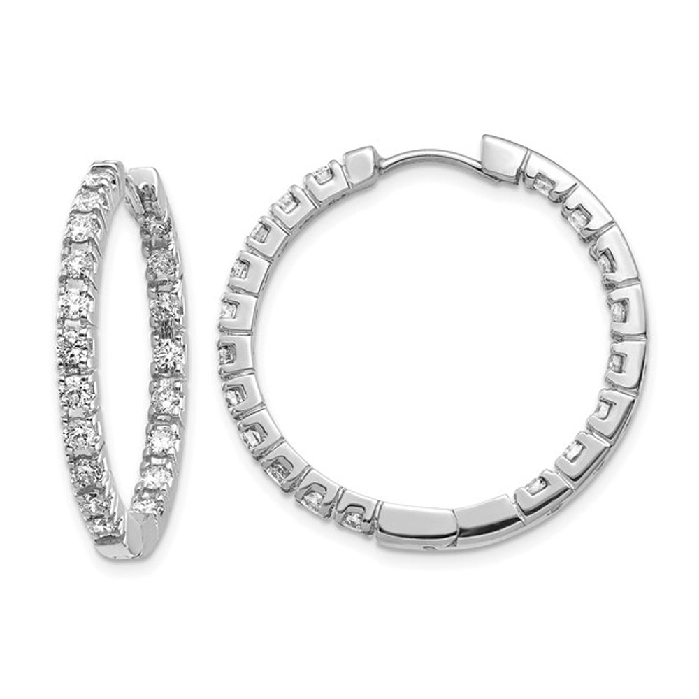 1.90 Carat (ctw I1-I2,H-I) Diamond in-Out Hoop Earrings in 14K White Gold Image 1